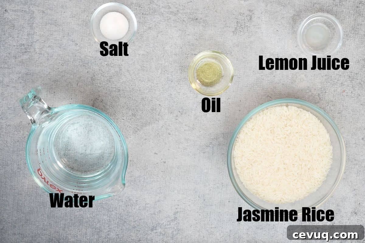 Instant pot jasmine rice ingredients.