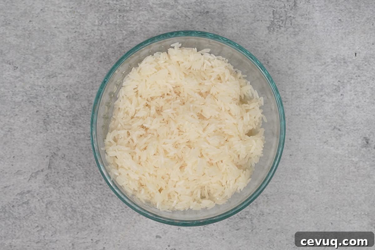 Rinsed jasmine rice.
