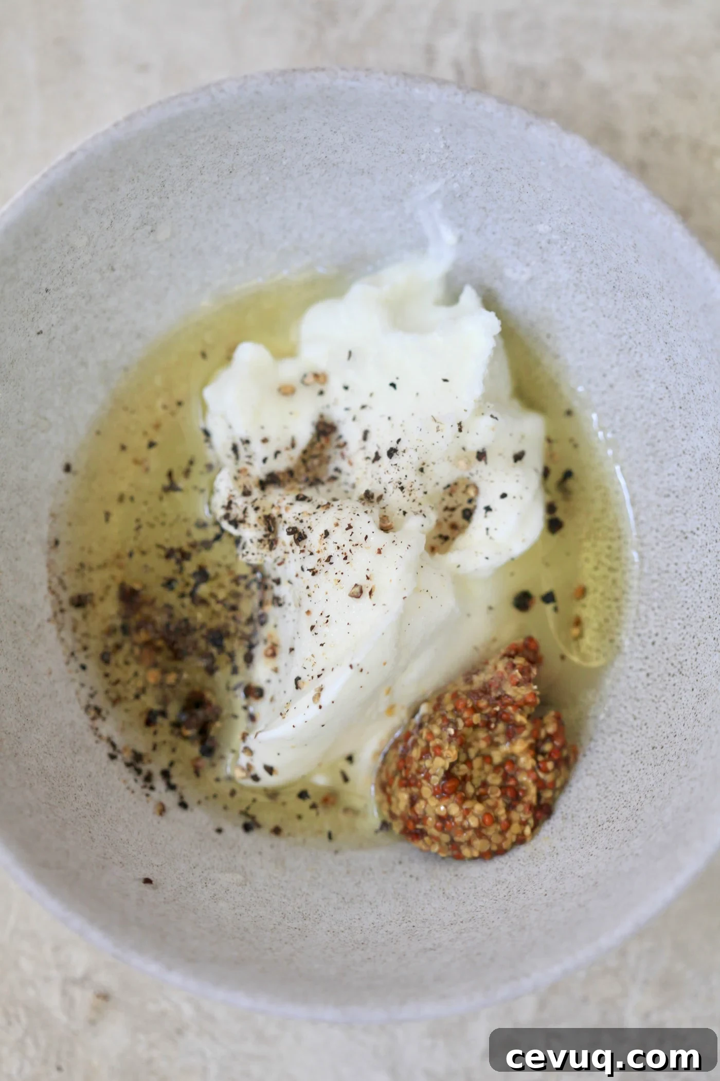 bowl with greek yogurt and oil