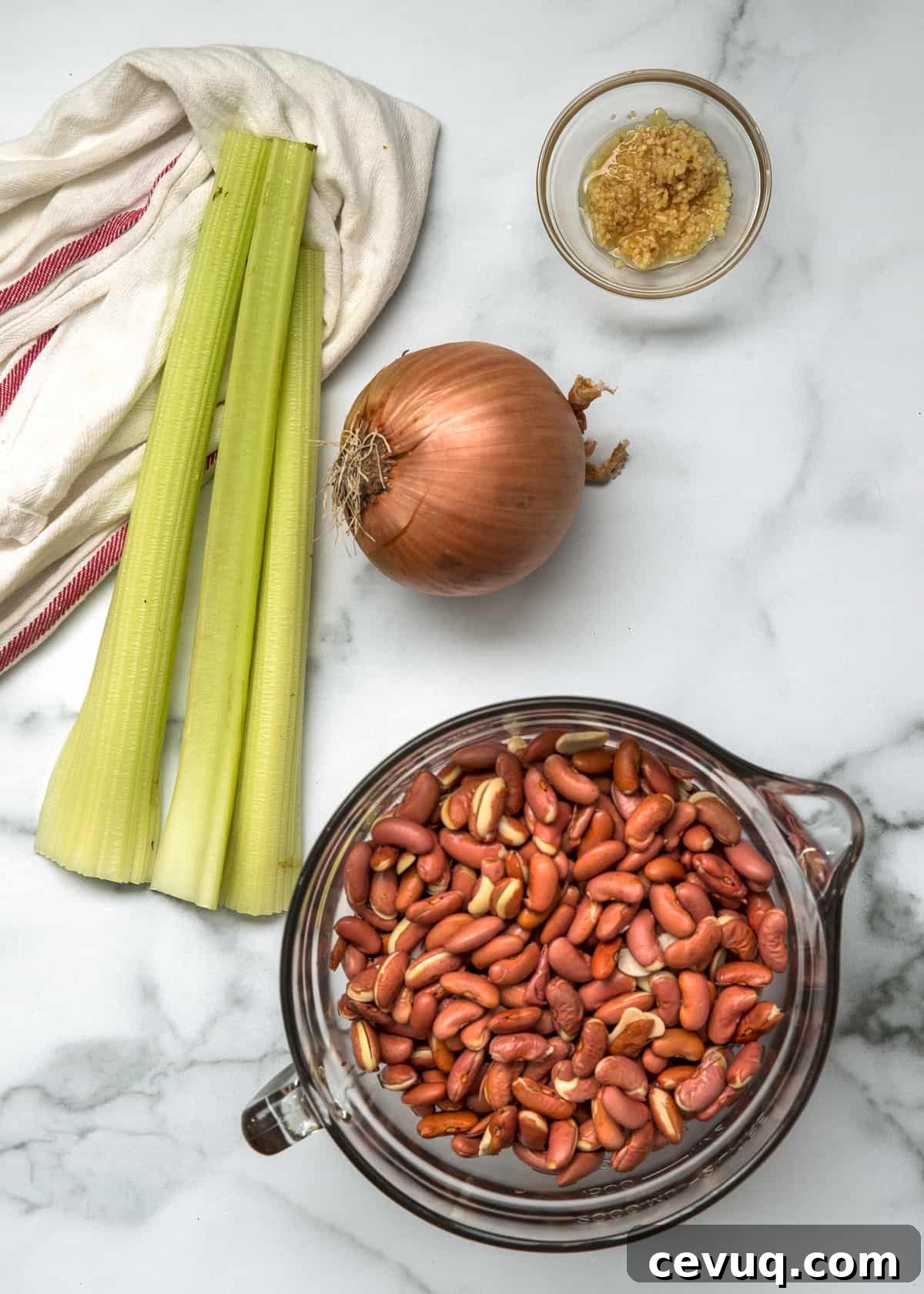 ingredient prep shot for Southern Red Beans and Rice