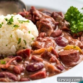 close up of Southern Red Beans and Rice