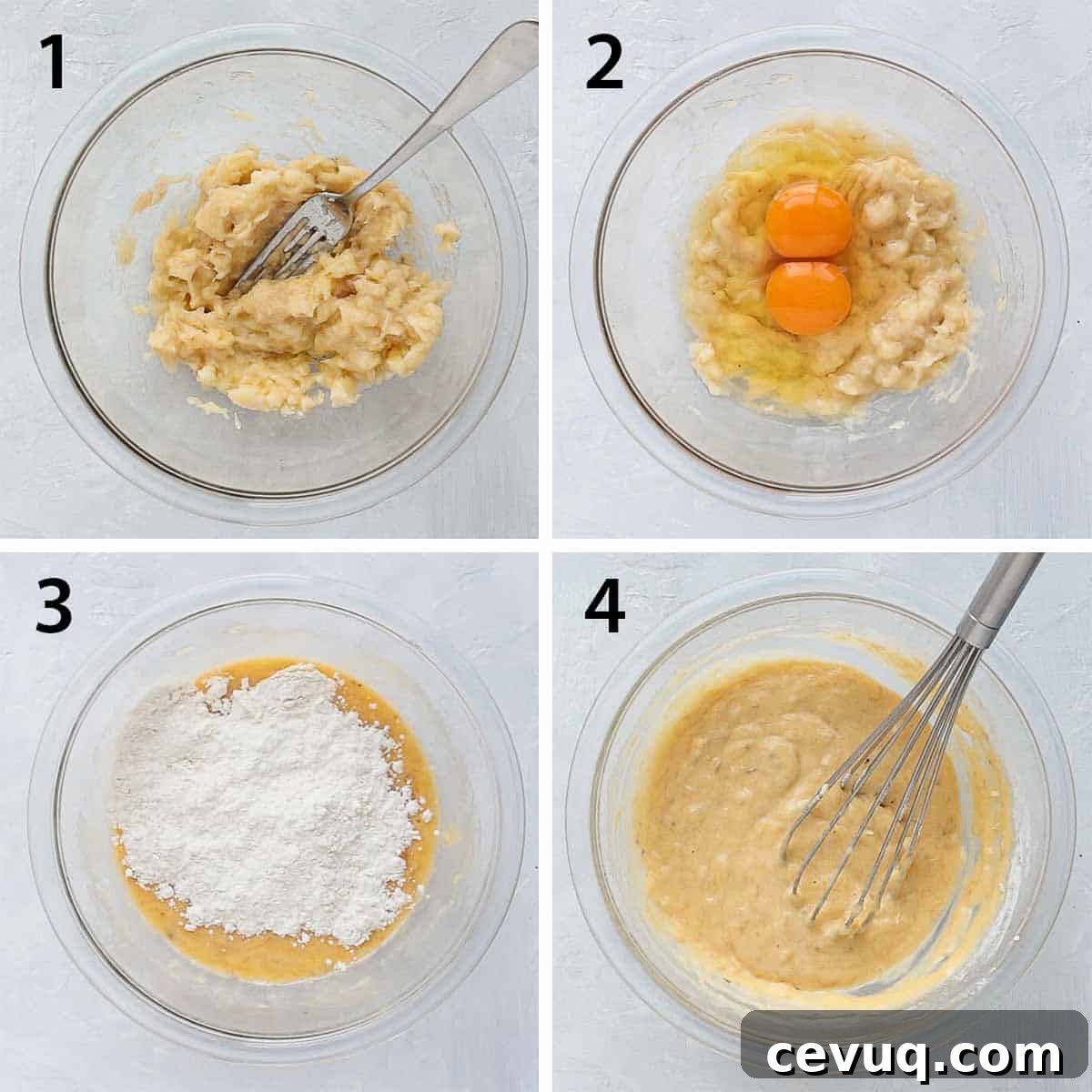 Process Shot Collage: making the pancake batter.