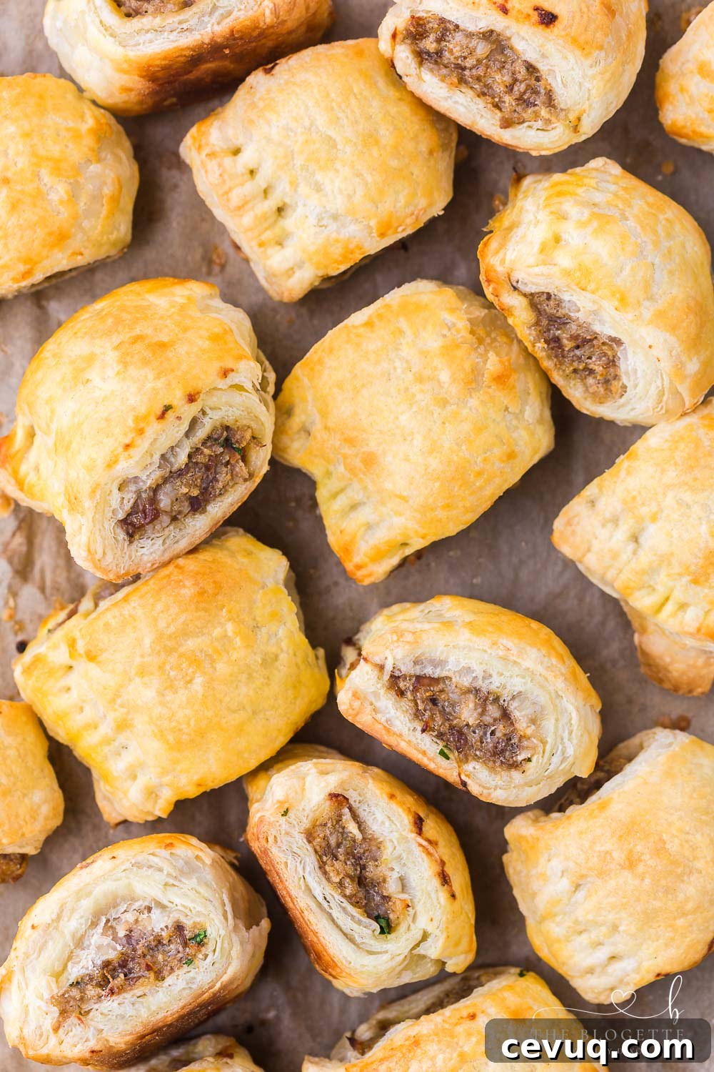 Appetizer sausage rolls feature a meaty mixture stuffed inside buttery soft puff pastry. An easy crowd-pleasing handheld party appetizer!