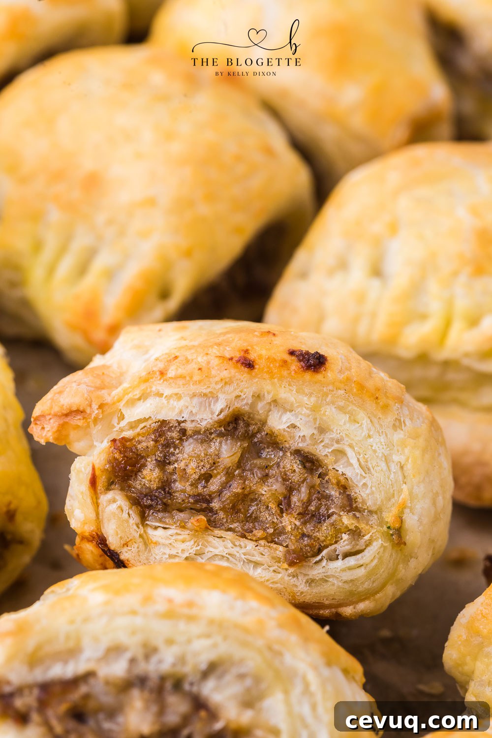 Appetizer sausage rolls feature a meaty mixture stuffed inside buttery soft puff pastry. An easy crowd-pleasing handheld party appetizer!