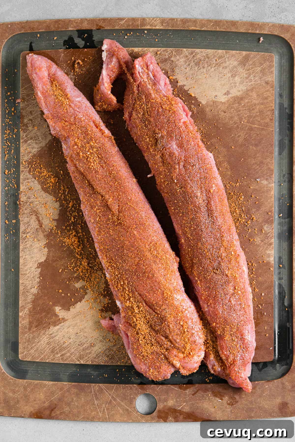 Juicy Instant Pot Pork Tenderloin Recipe for Quick Dinners 4 pork tenderloin covered in dry rub