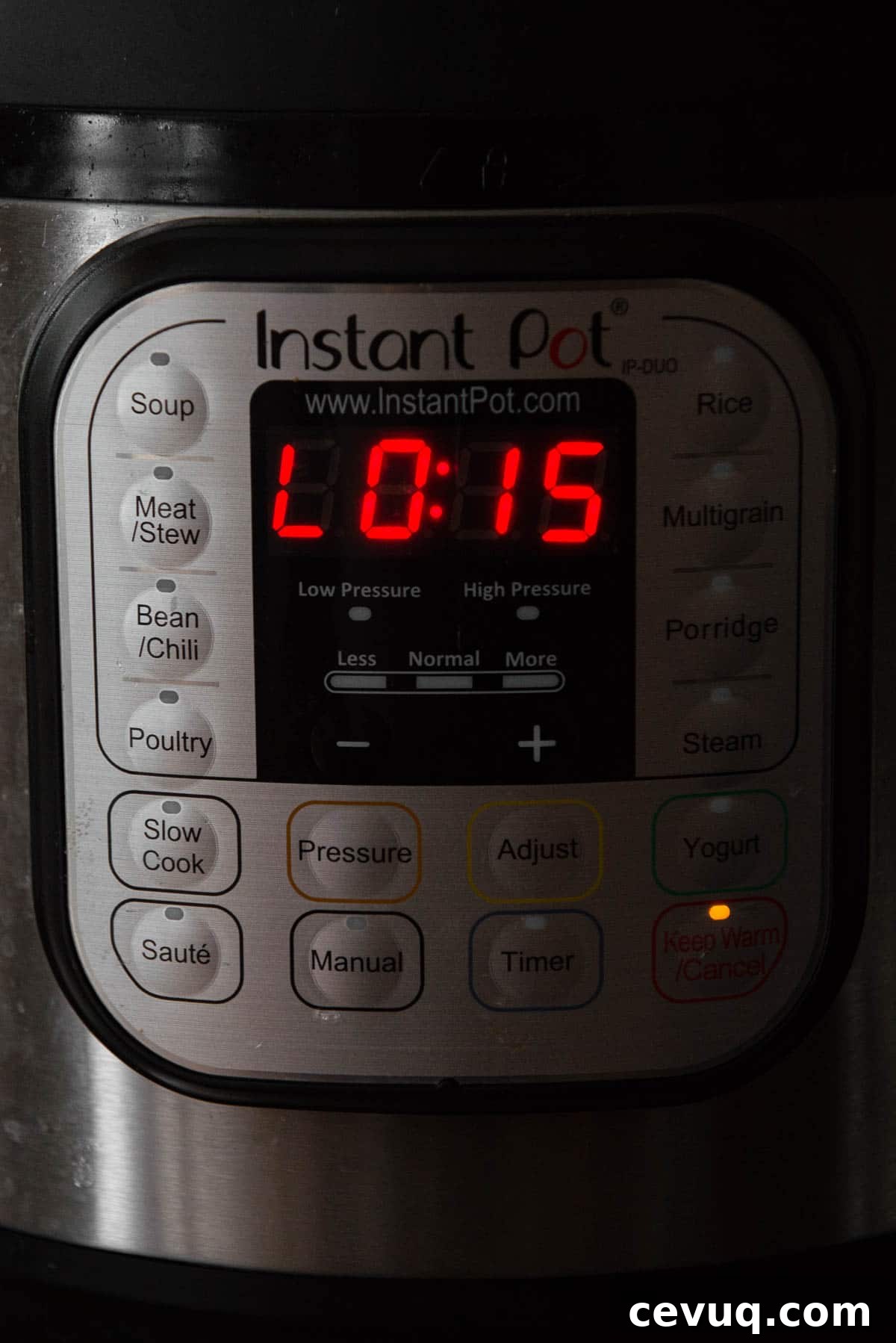 Juicy Instant Pot Pork Tenderloin Recipe for Quick Dinners 8 instant pot digital timer showing 15