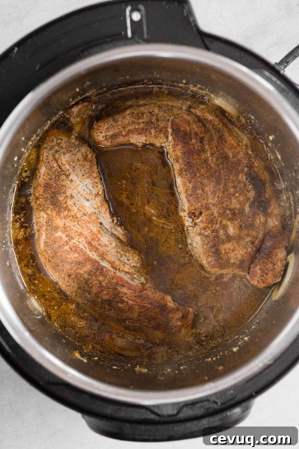 Juicy Instant Pot Pork Tenderloin Recipe for Quick Dinners 9 seared pork tenderloin in instant pot