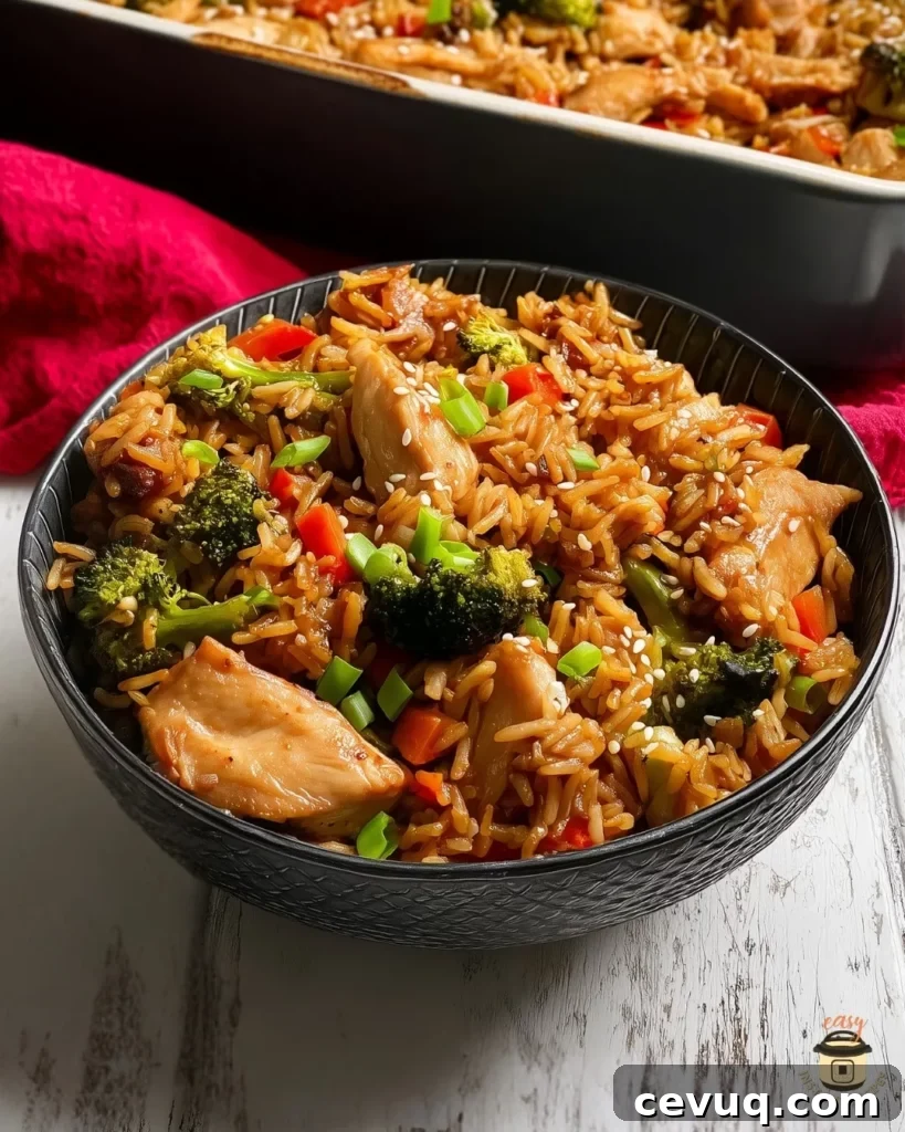 Teriyaki Chicken and Rice Casserole out of the oven.