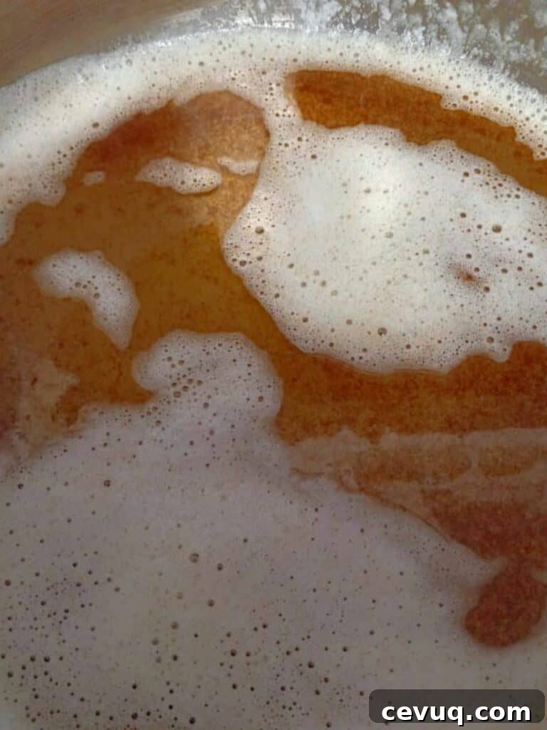 browned butter in a large pot.
