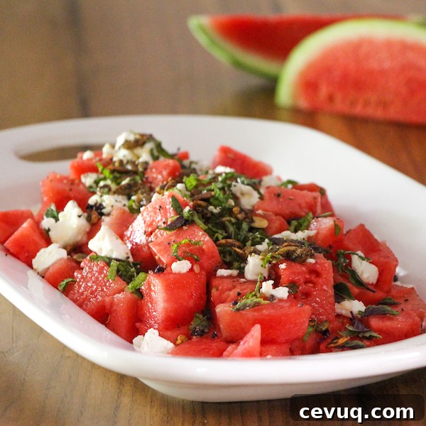 watermelon and feta salad, verjus, summer, easy entertaining