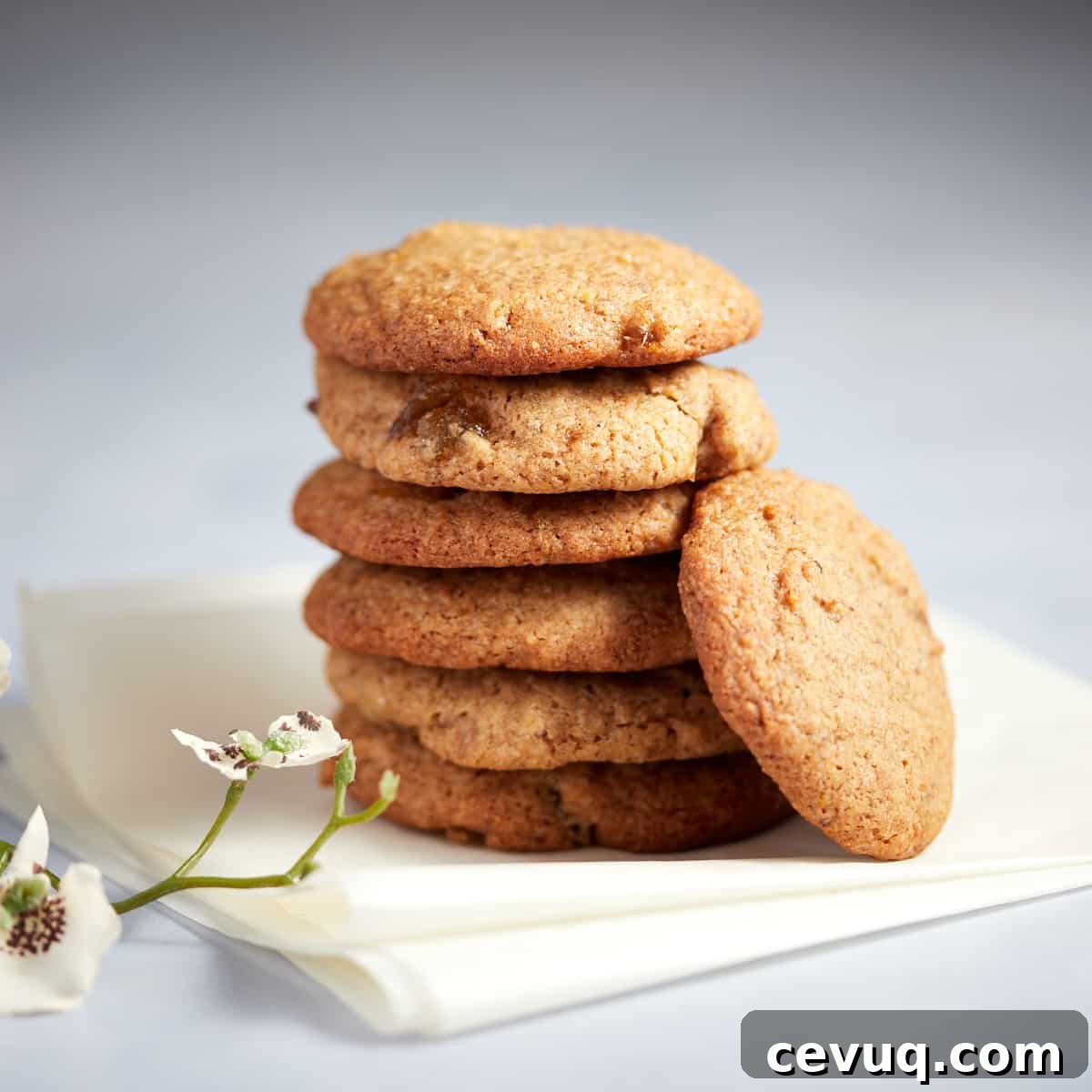 Photo of a stack of stem ginger cookies
