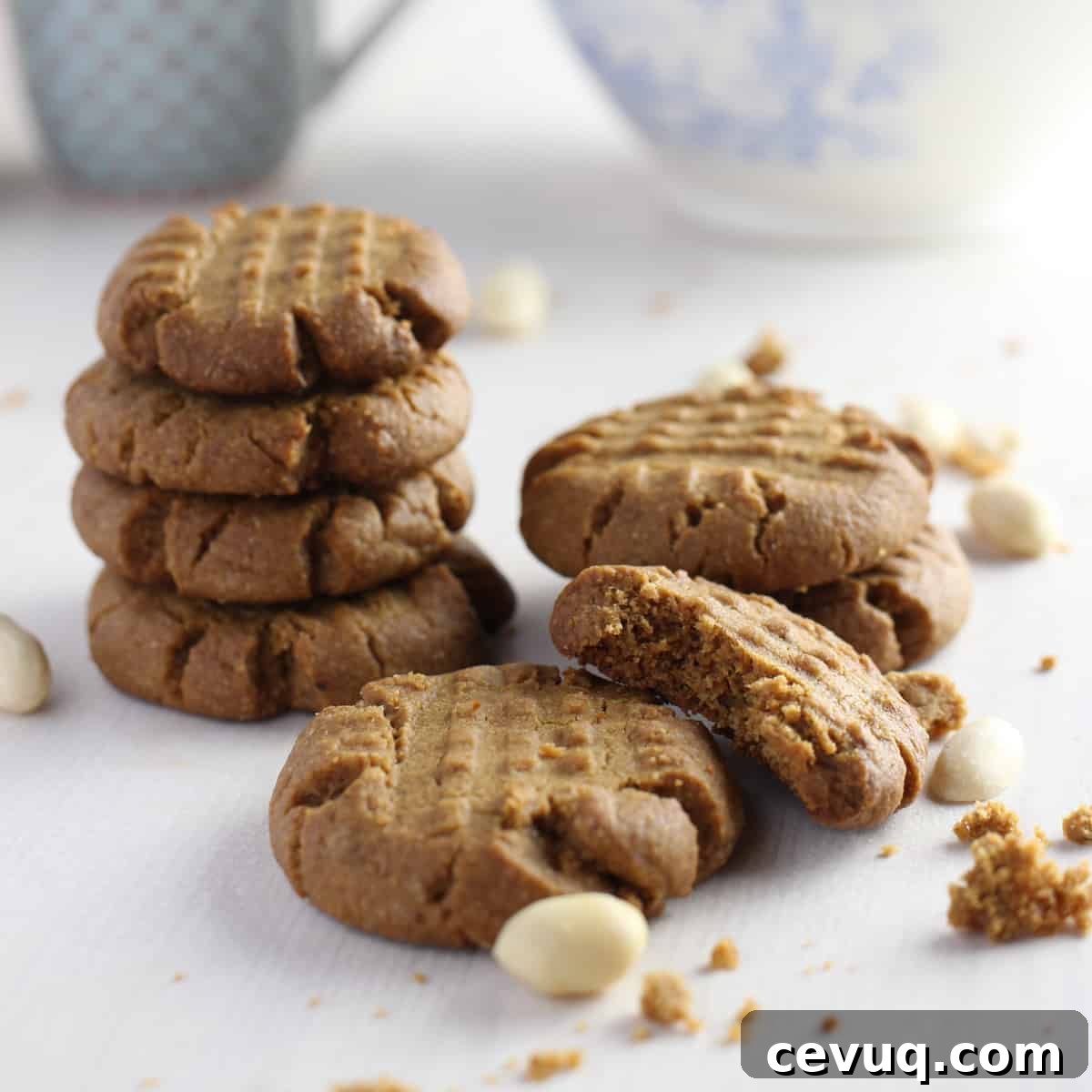 Piled up peanut butter cookies