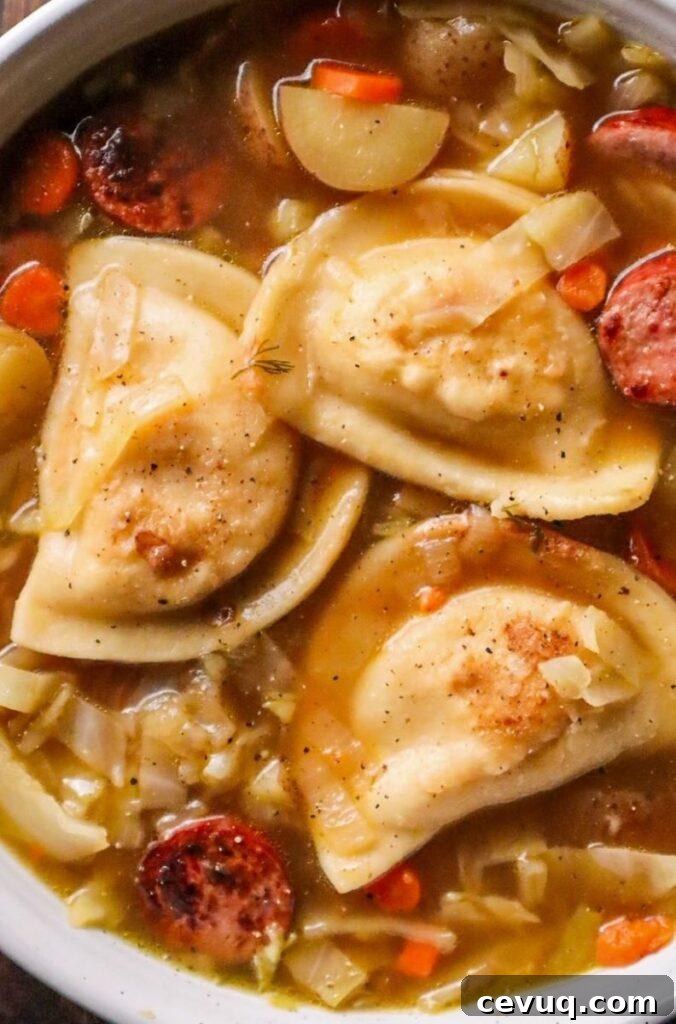 kielbasa and pierogi soup