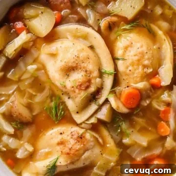 pierogi soup with kielbasa and cabbage