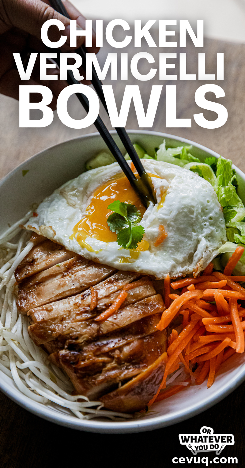 Traeger-Smoked Chicken Vermicelli Bowls with Fresh Herbs 2 Grilled Chicken Vermicelli Bowls
