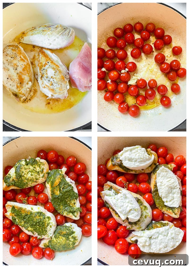 chicken caprese recipe process images