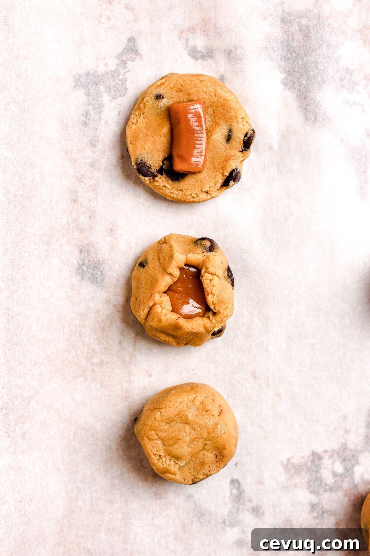 Wrap dough around caramel
