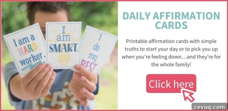 layout of daily affirmation cards for the whole family offer