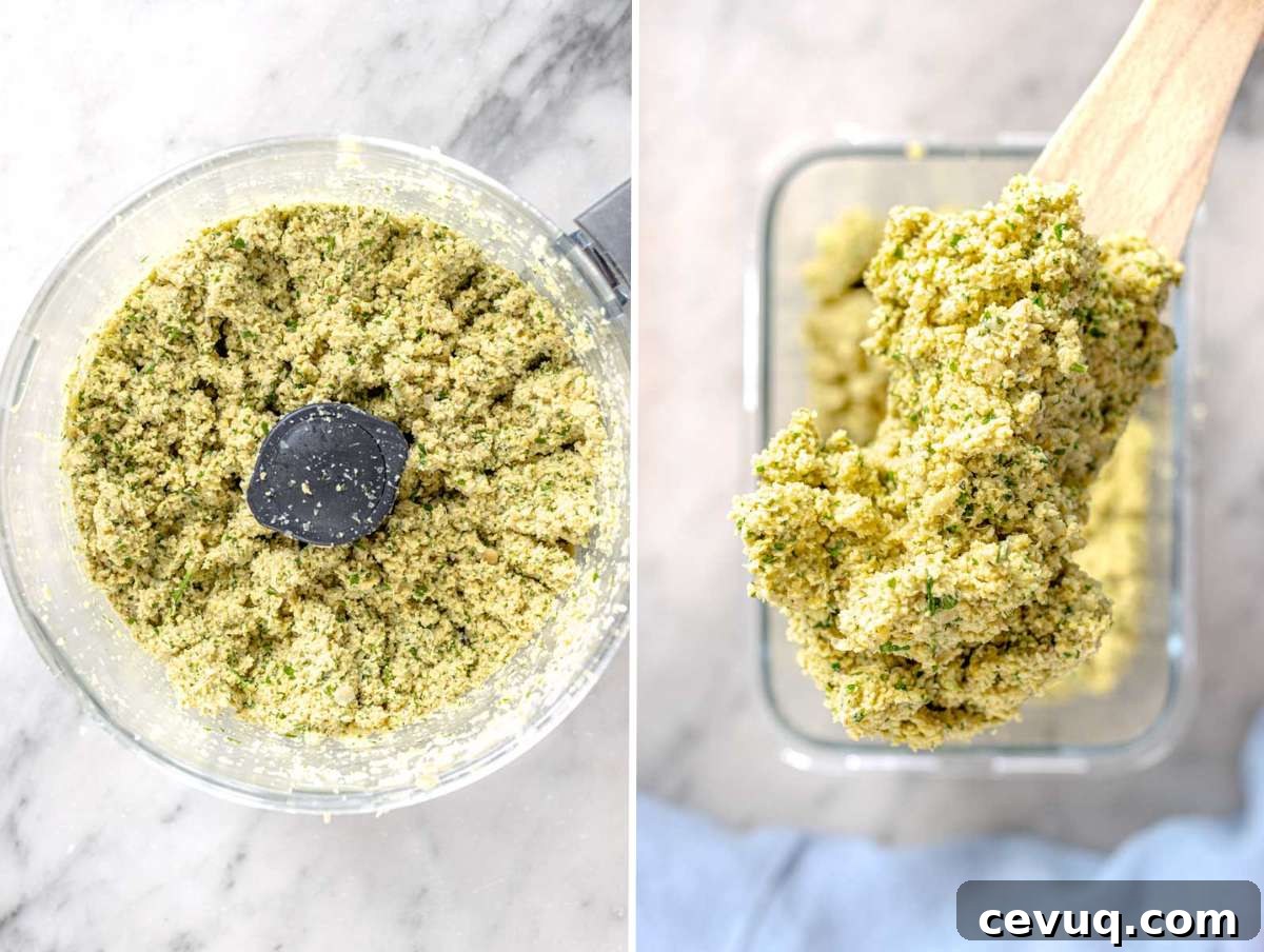 Step picture 2 showing ingredients blended in a food processor and the texture of the mixture.