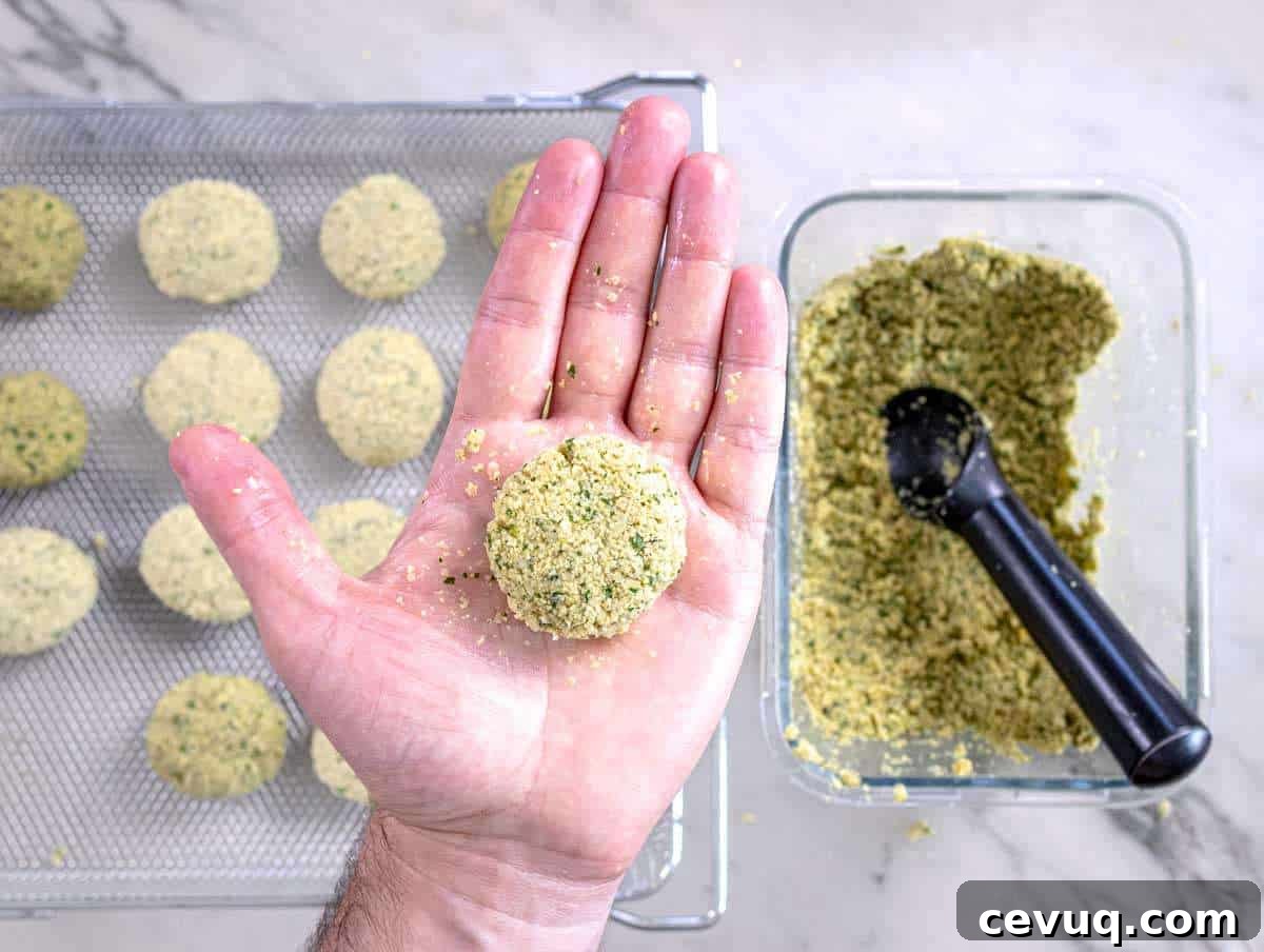 Step picture 3 Showing how to shape a falafel ball.