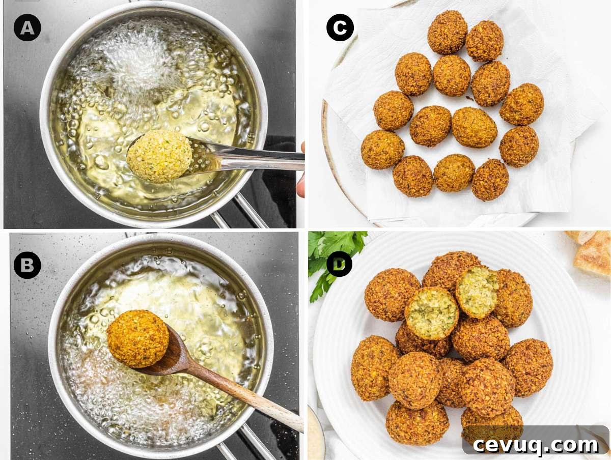 How to deep fry falafel in oil.