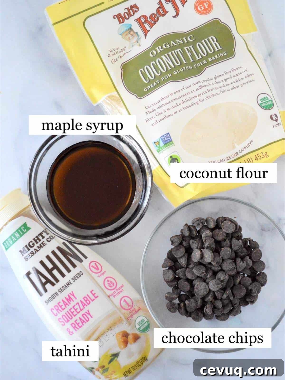 No-Bake Energy Bites Recipe for Quick, Protein-Packed Snacks 3 The ingredients in no bake energy bites, laid out and labeled.