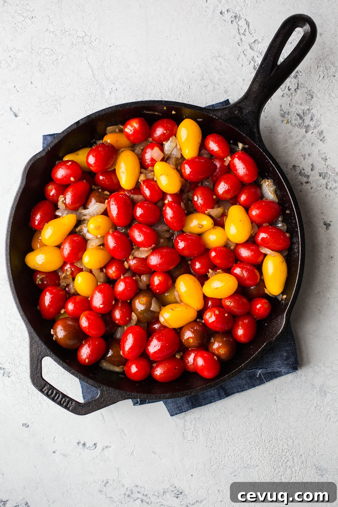 cherry tomatoes in skillet