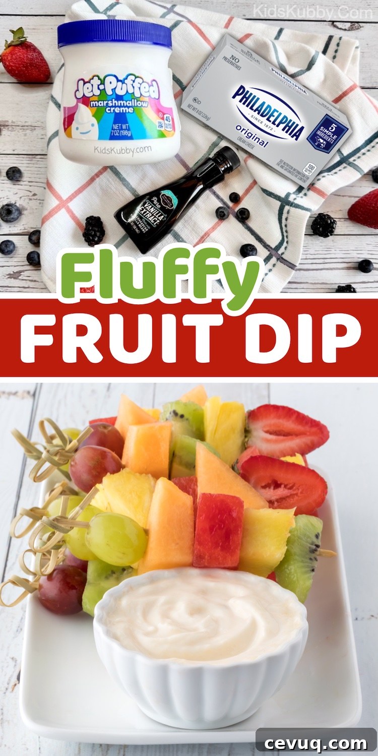 The best dip for fruit! Just a few ingredients including marshmallow fluff and cream cheese. A super fun way to eat fruit. My kids go crazy for it! Try packing it up in their lunch box, you'll be the coolest mom, ever. 
