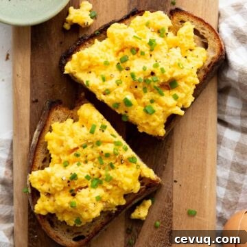 High protein scrambled eggs with cottage cheese on sourdough toast.