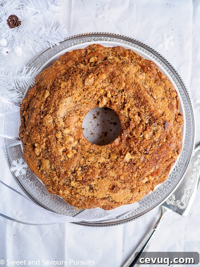 Top view of cinnamon bundt cake.