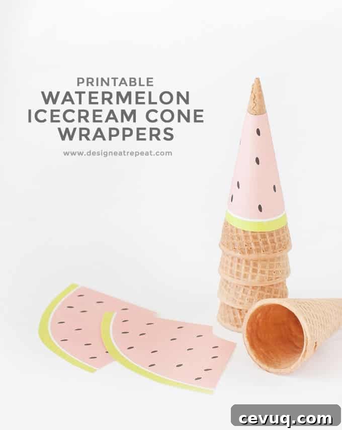 Printable-Watermelon-Icecream-Cone-Wrappers-Perfect-for-summer-or-fruit-themed-parties