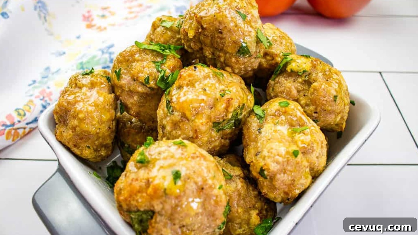 Air Fryer Turkey Meatballs in a bowl.
