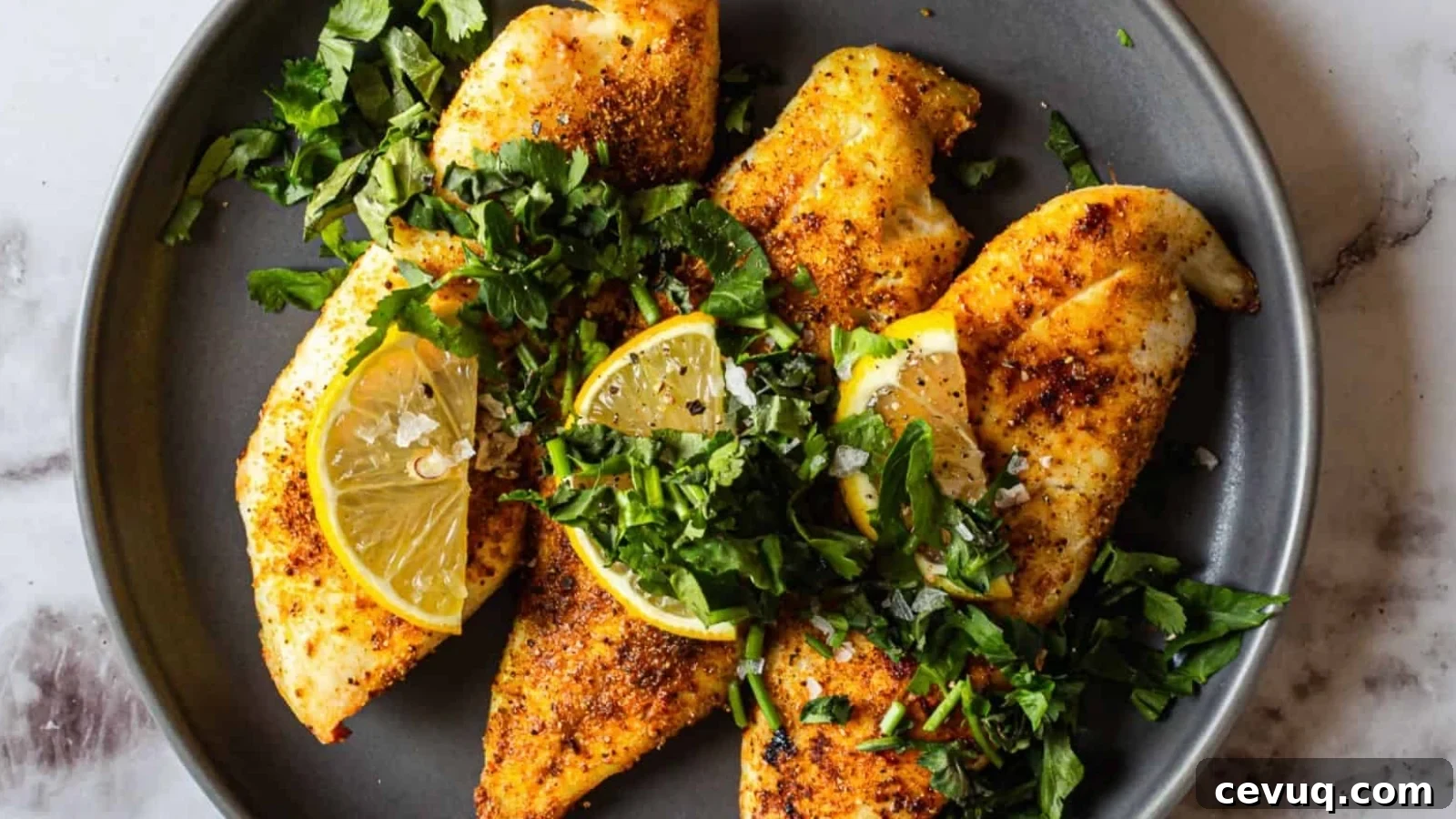 Air fryer spiced tilapia fillets.