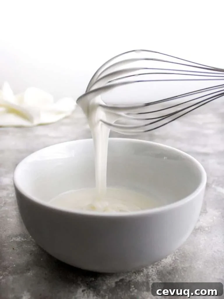 powdered sugar glaze icing overhead drizzle