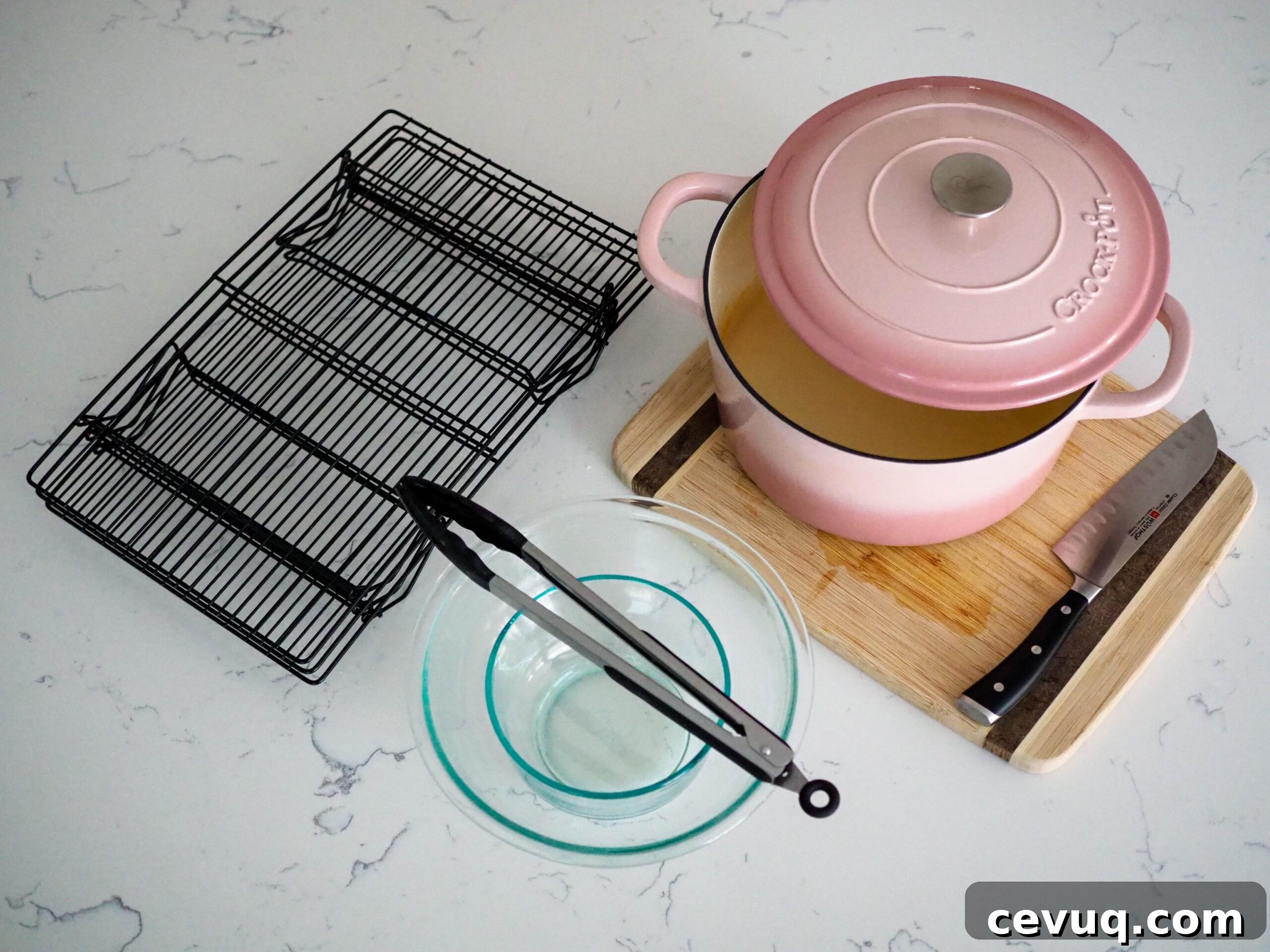A collection of dishes used in this recipe.