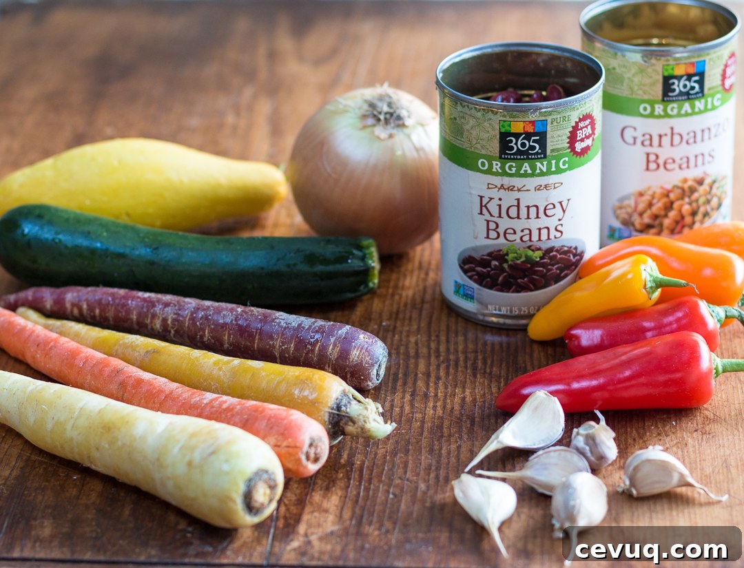Vegetables and beans for chili