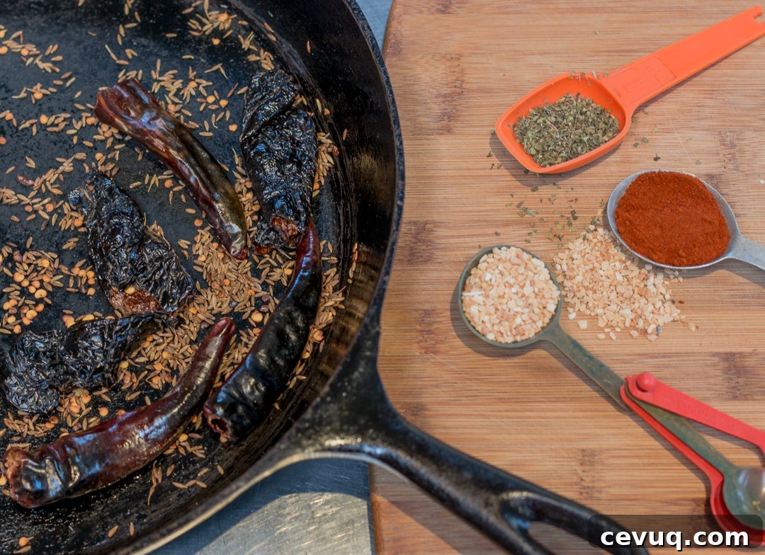 Toasting chiles and spices