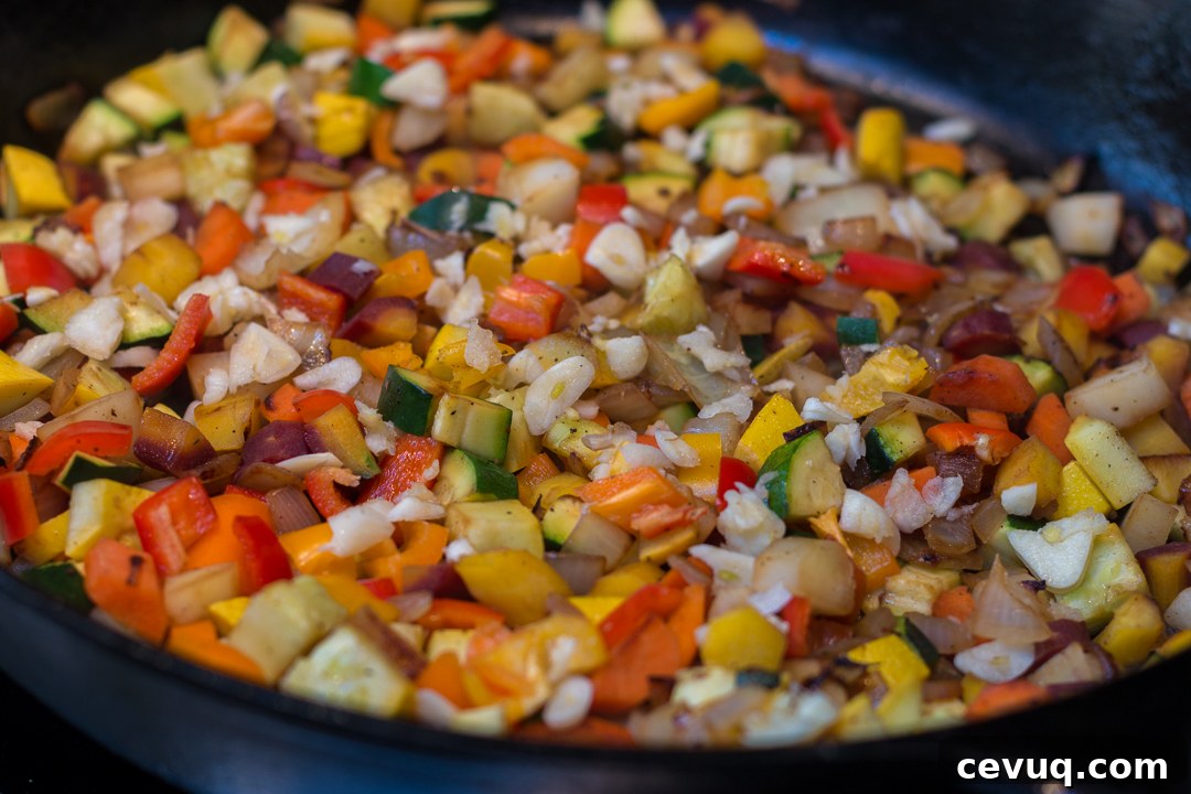 Stirring vegetables