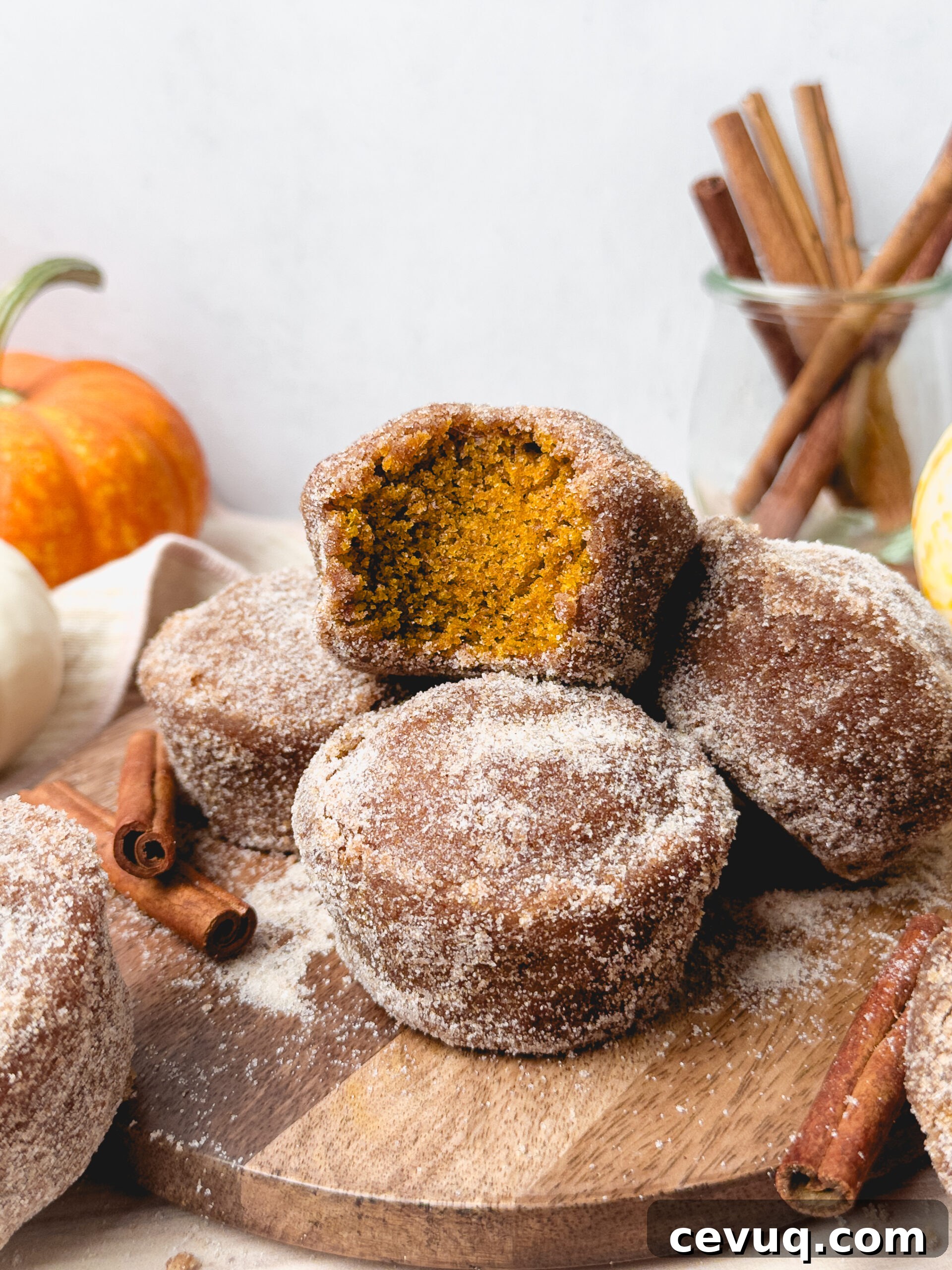 Pumpkin donut muffins plated