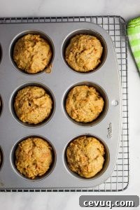 overhead shot of muffins baked in a tin