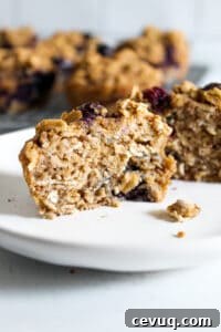 inside of blueberry oatmeal muffins.