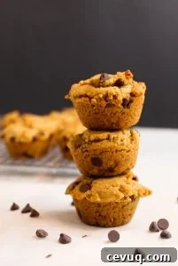 gluten free peanut butter muffins stacked on top of each other