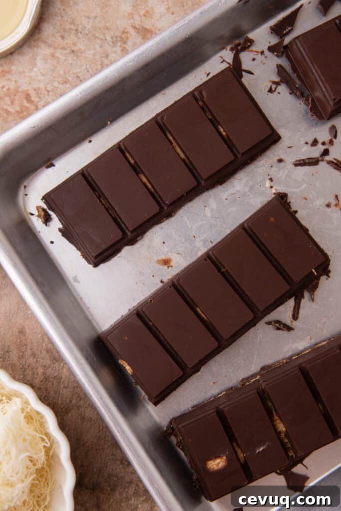 dubai pistachio chocolate bar recipe in a pan