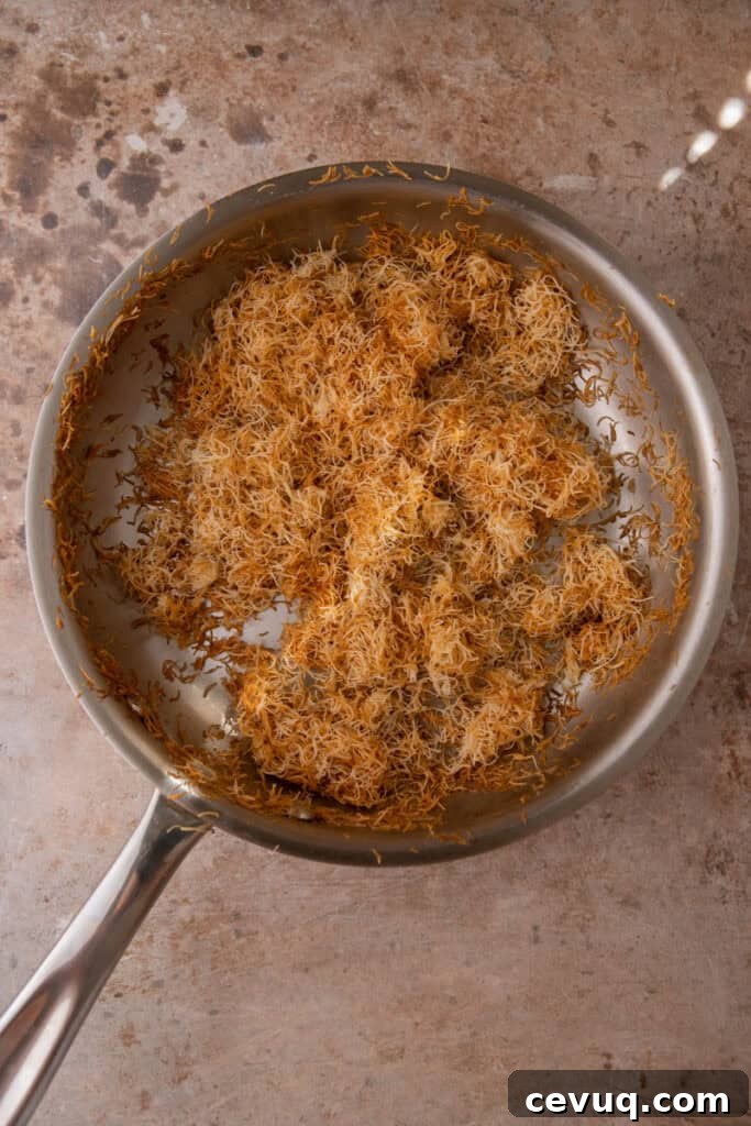 cooked phyllo dough in a pot