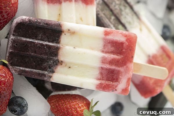 Layered popsicles on ice