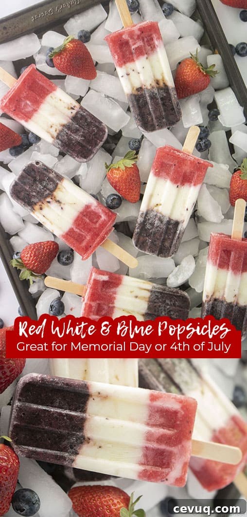 Long pin collage Red White and Blue Popsicles