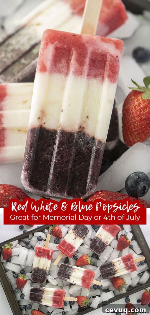 Long pin collage Red White and Blue Popsicles