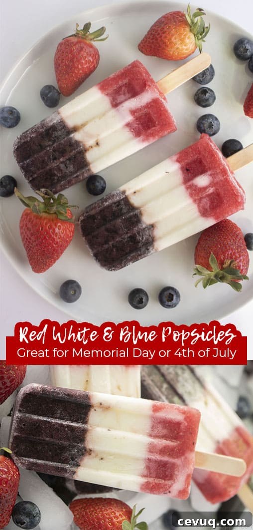 Long pin collage Red White and Blue Popsicles