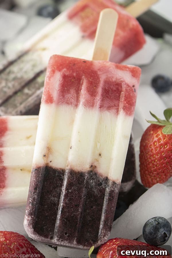 Layered healthy popsicles