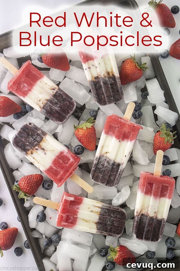 Text on image Red White & Blue Popsicles